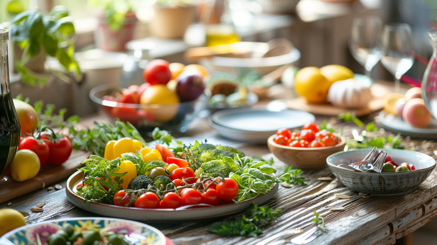 Молода жінка готує здорову їжу на кухні