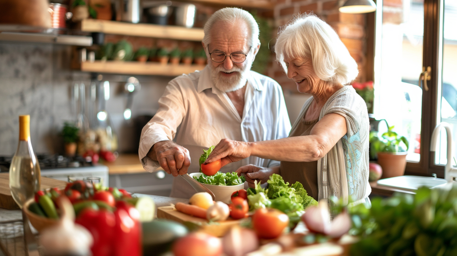 Сім'я з дітьми готує здорову їжу разом